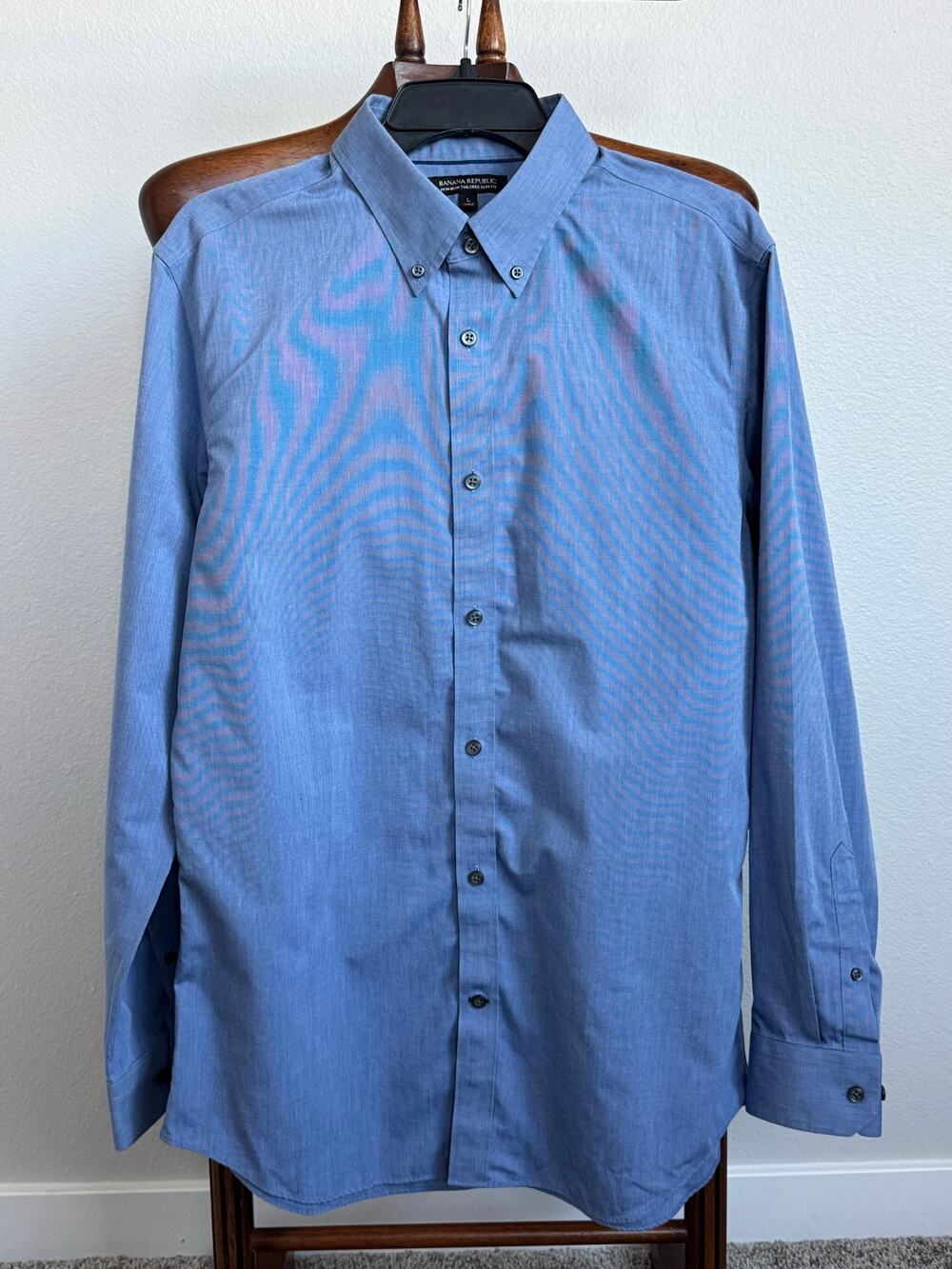 Banana Republic Non-Iron Tailored Slim Fit Blue Button Down Shirt Men’s L Cotton